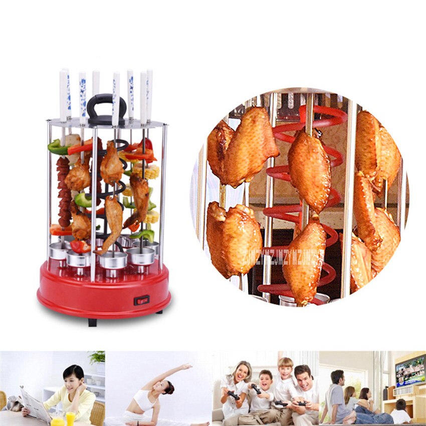 Automatic Rotary Electric Vertical Kebab Grill HSS-B108 Smokeless Rotisserie Stainless Steel Grill 1350W 220V 50HZ, 2-8 People
