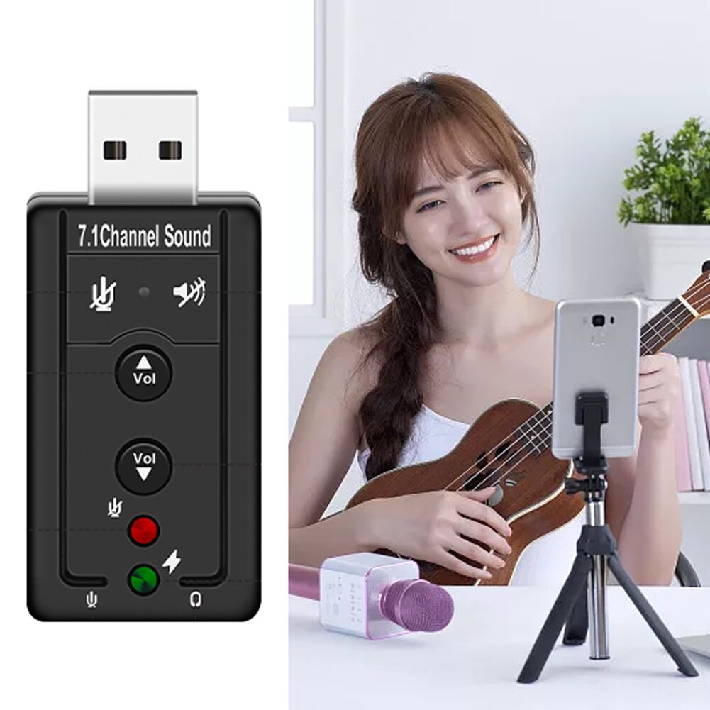 Audio Adapter Stereo Plug And Play 7.1 Channel Computer PC Speaker Earphone External USB Sound Card Recording