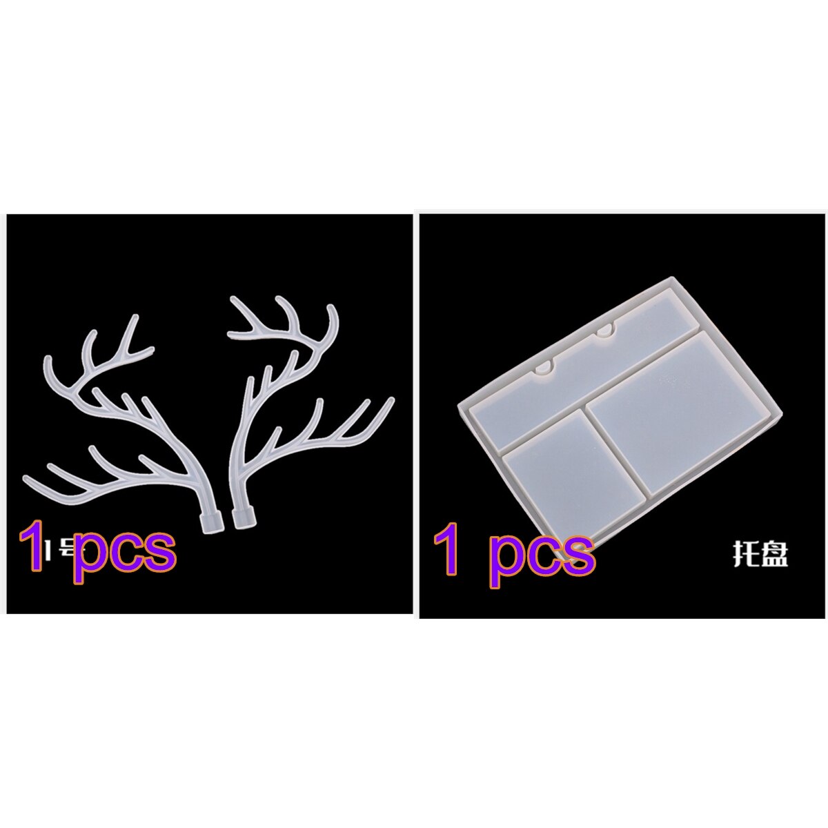Resin Silicone Mold Jewelry Display Set DIY Resin Crystal Epoxy Antler Tree Branch Show Table Storage Jewelry Tray Mould Tools: set 1