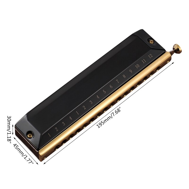 F1FD 16 Holes 48 Tones Chromatic Harmonica, Mouth Organ and Harmonica with Case for Adults, Player &amp;