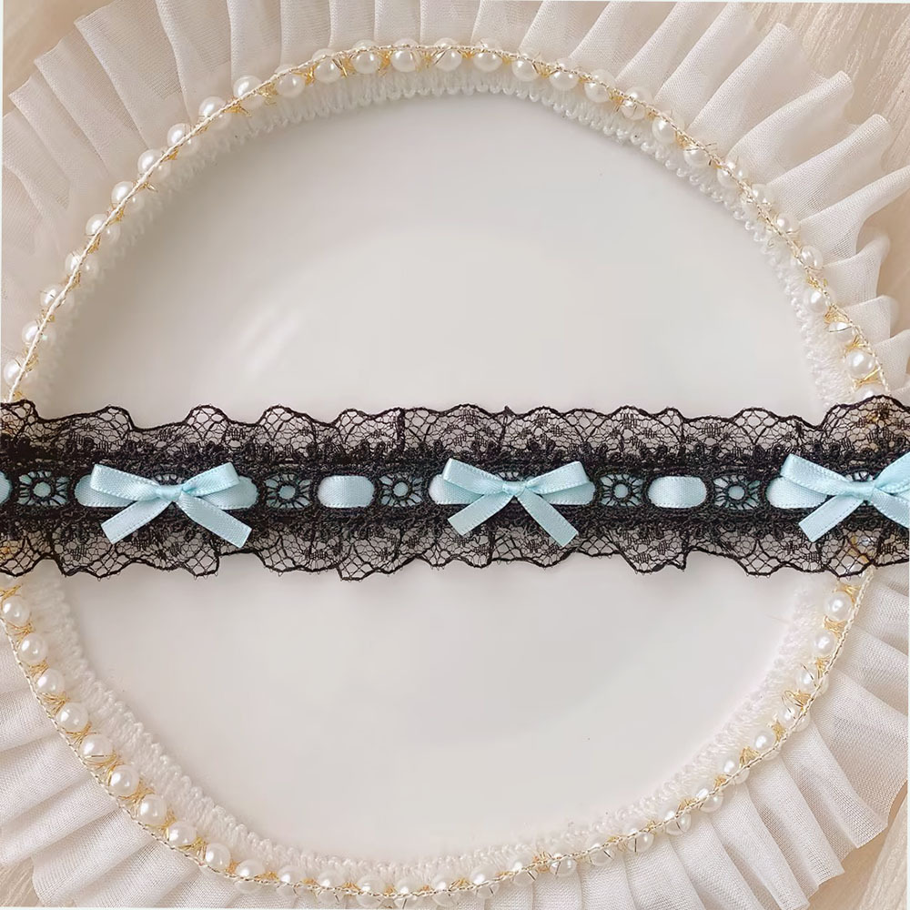 Rubans décoratifs en dentelle avec nœud de 2 mètres, pour artisanat, robe de soirée, couture, fournitures de travaux manuels, tissu fait à la main, emballage , coupe noire: NICKEL