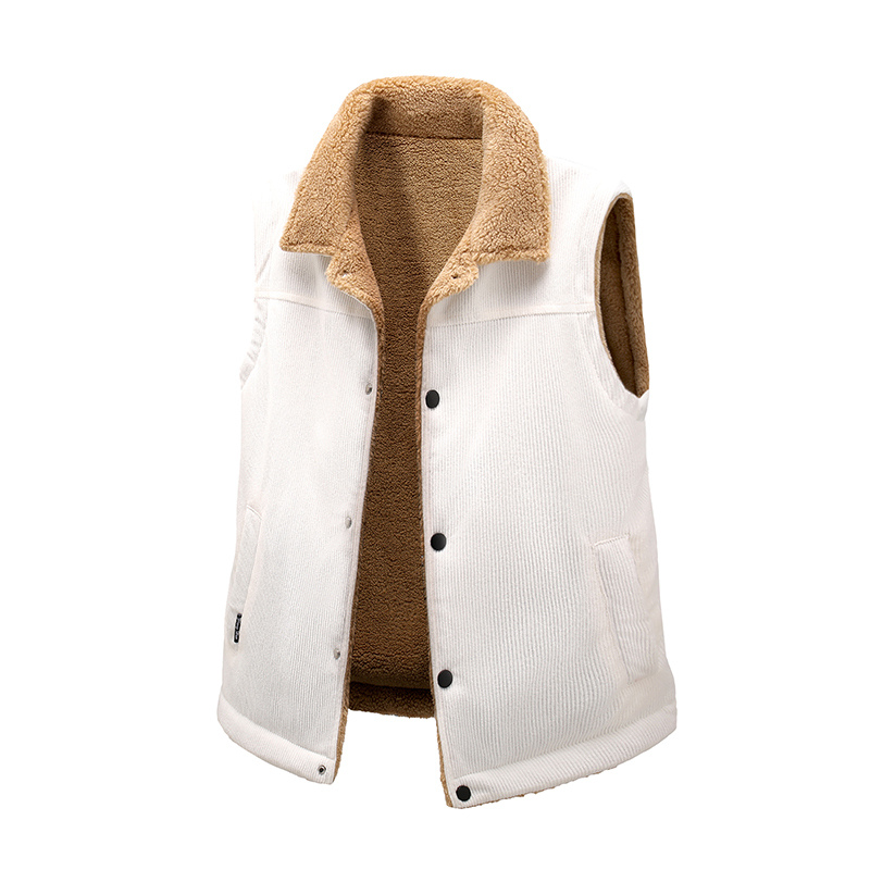 Winterweste für herren, herrenweste aus winterfleece und warmem lammfleece, vielseitige und lässige herrenweste: Xxs / Weiß