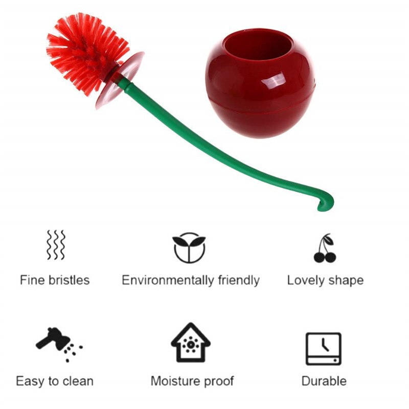 Bathroom Cleaning Brush Toilet Brush Holder Set Lovely Cherry Shape Lavatory Brush Toilet Cleaning Plastic wc Brush