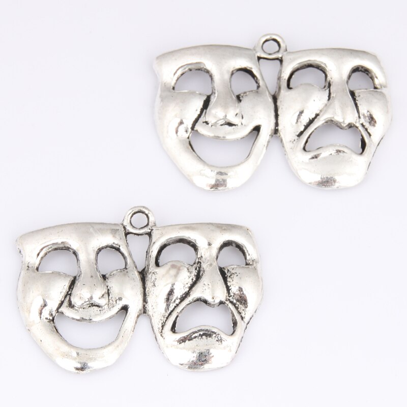15 Stuks Zilver Kleur 30.5X22Mm Masker Charms Gelukkig En Sad Face Hanger Theatre Voor Diy Handgemaakte sieraden Maken Accessoire