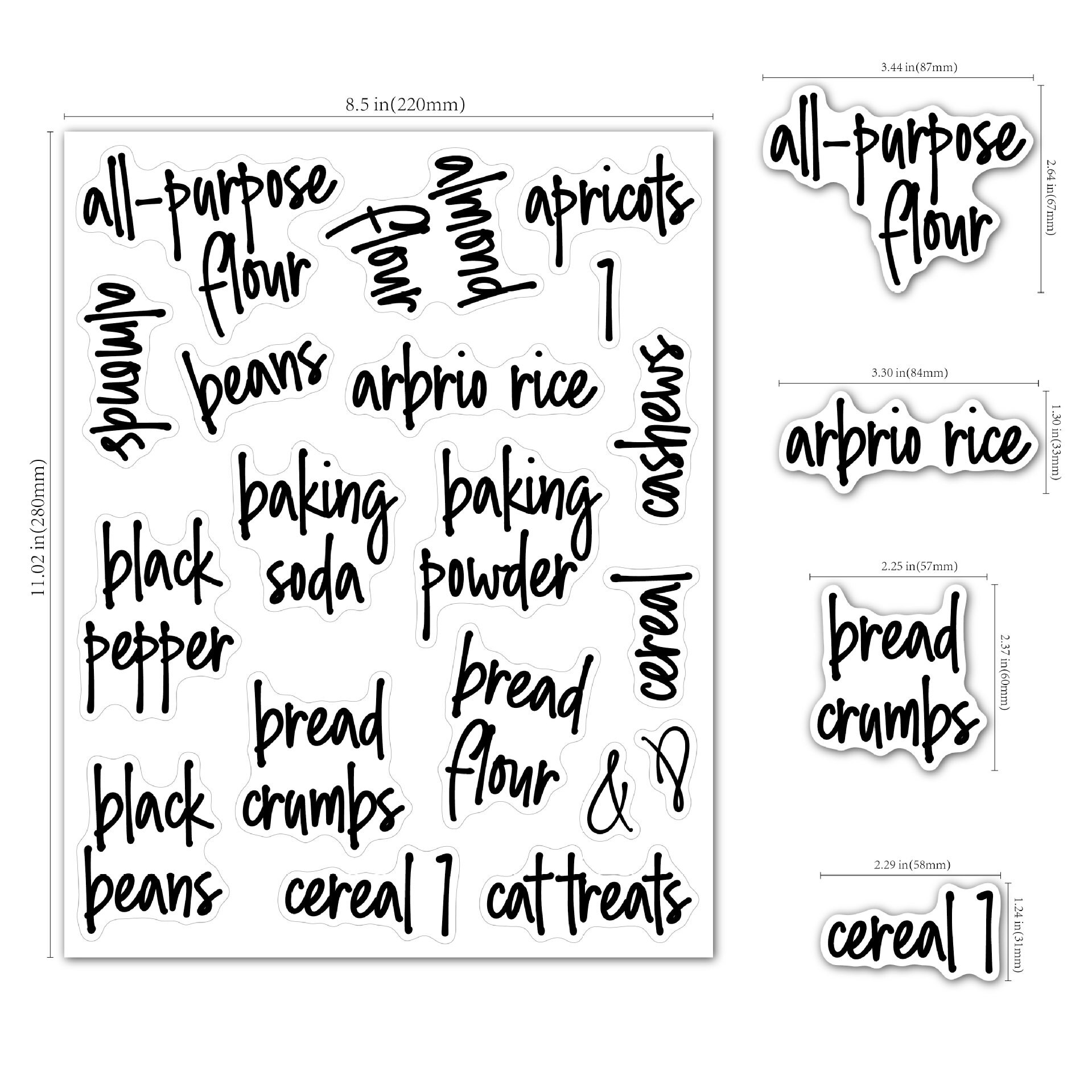 168pcs Pantry Labels Stickers Jars Label Marks Name Stickers in English Food Bottle Container Gadgets 8 Sheets