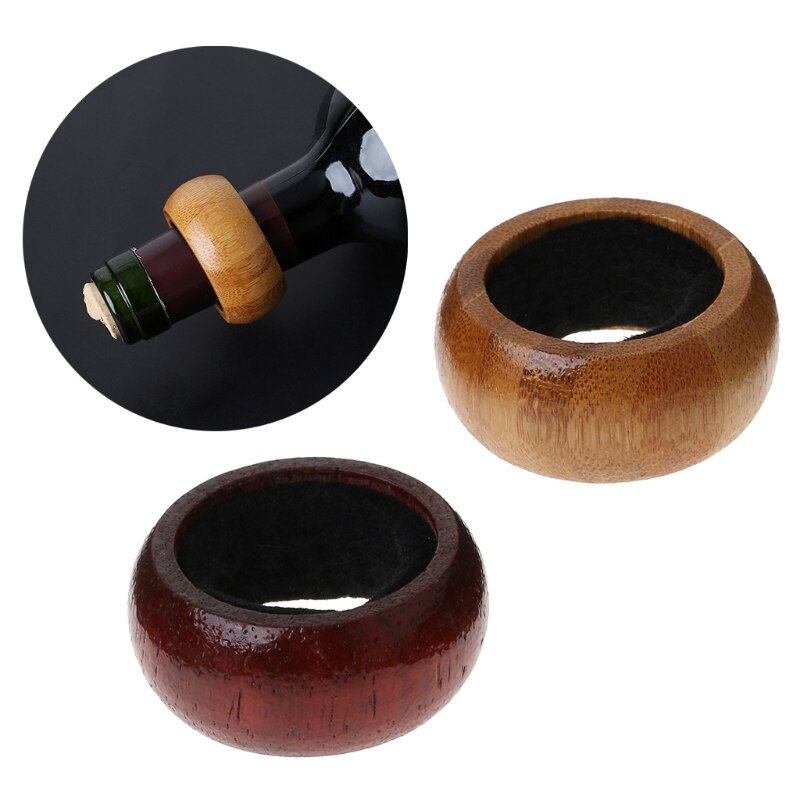 Wooden Red Wine Bottle Drip Proof Stop Collar Ring Home Bar Accessories