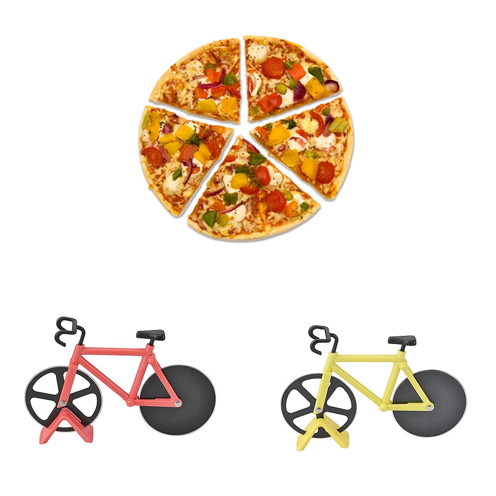 Motorcykel cykel pizza cutter hjul rustfrit stål plast cykel rulle pizza chopper skiver køkken pizza saks værktøj