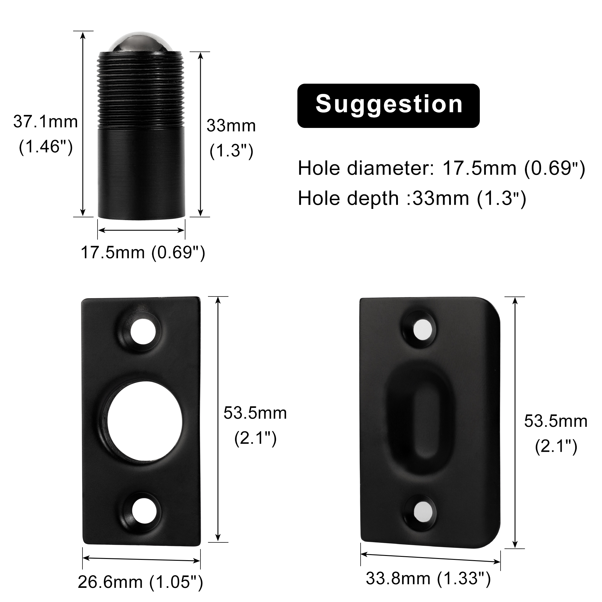 Ball Roller Spring Door Latch Hardware Brass Cabinet Closet Catch Brushed Satin and Black Gate Door Catcher