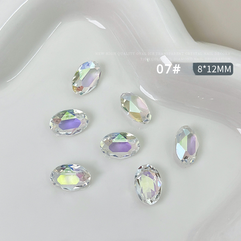 10 Uds. De joyería de cristal ovalada grande para uñas, abalorio inferior puntiagudo, decoraciones de diamantes, adornos de manicura de alta transparencia de lujo: Naranja
