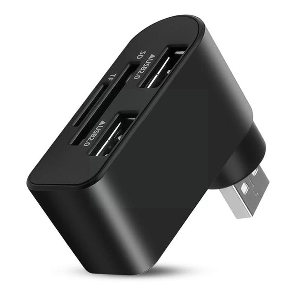 4 In 1 Draagbare 180 ° Draaien Usb Hub High Speed U Disk Reader Splitter 3 Poorten Voor Computer Pc laptop Mini Accessoires H3x5