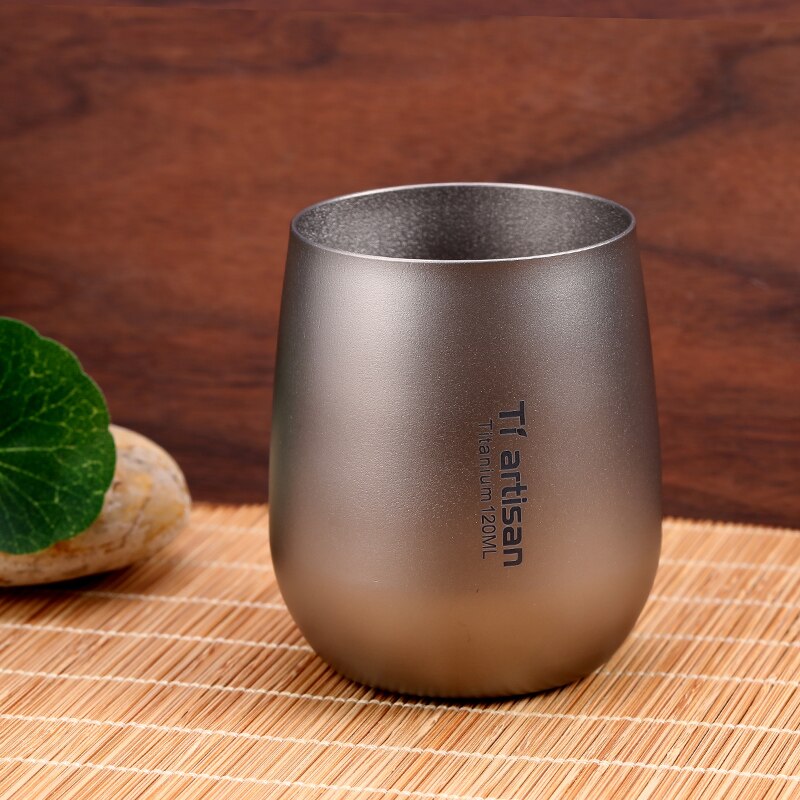 Tiartisan 120Ml Titanium Double Wall Camping Mok Bier Koffie Thee Water Cup Bacteriostatische Mok Voor Outdoor Reizen Ta8731
