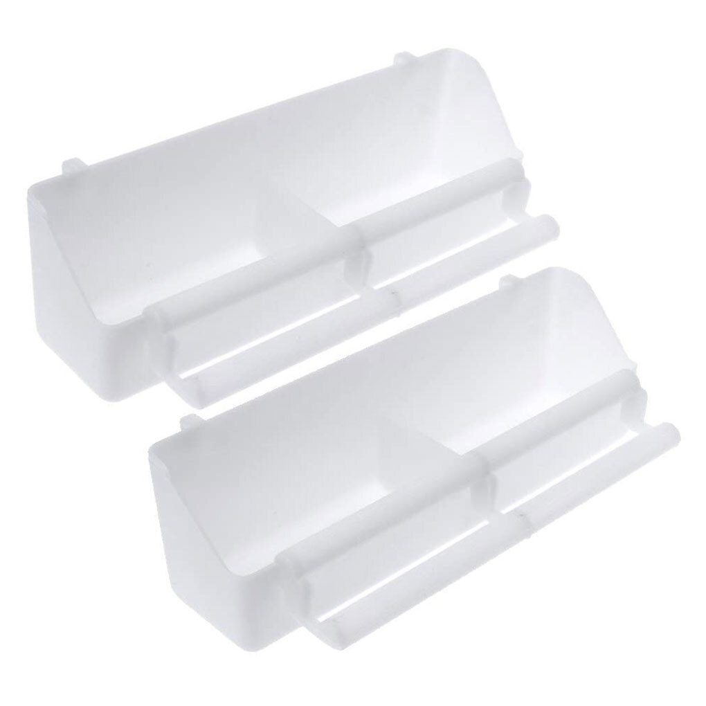 2Pcs Vogel Hängen Feeder mit Barsch Kunststoff Weiß Käfig Vogelfutter Box Feed Tasse Container: Default Title
