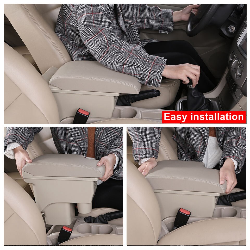 Reposabrazos para Ford Focus Mk2, compartimento central de almacenamiento, accesorios de decoración de estilo de coche, doble capa, gran espacio
