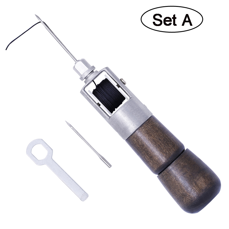 Leather Sewing Awl Thread Kit Manual Sewing Machine Speedy Stitcher Leather Craft Stitching Shoemaker Canvas Repair Tool: Set A