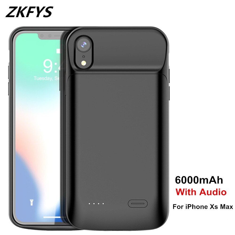 Fundas para cargador de batería para iPhone XS Max, fundas para batería externa de silicona de 5000mAh, a prueba de golpes, funda portátil para cargador de batería