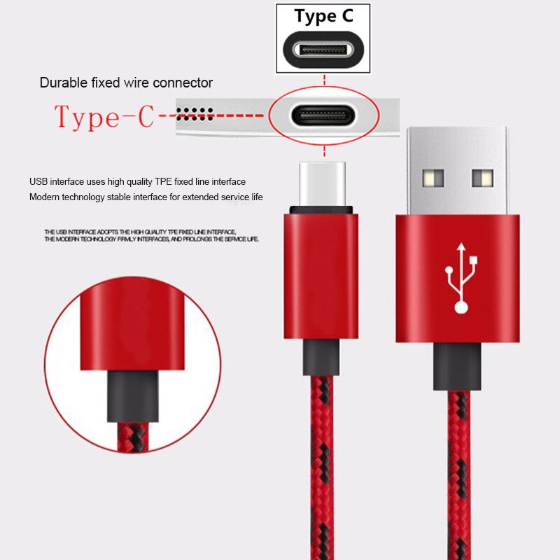 Für Samsung Galaxy Tab S5e Tab EINE 10,5 S10 A51 Hinweis 10 OnePlus 7 Ehre 20 9 2,1 EINE Schnelle ladegerät 3M Nylon Cord USB Typ C Daten Kabel