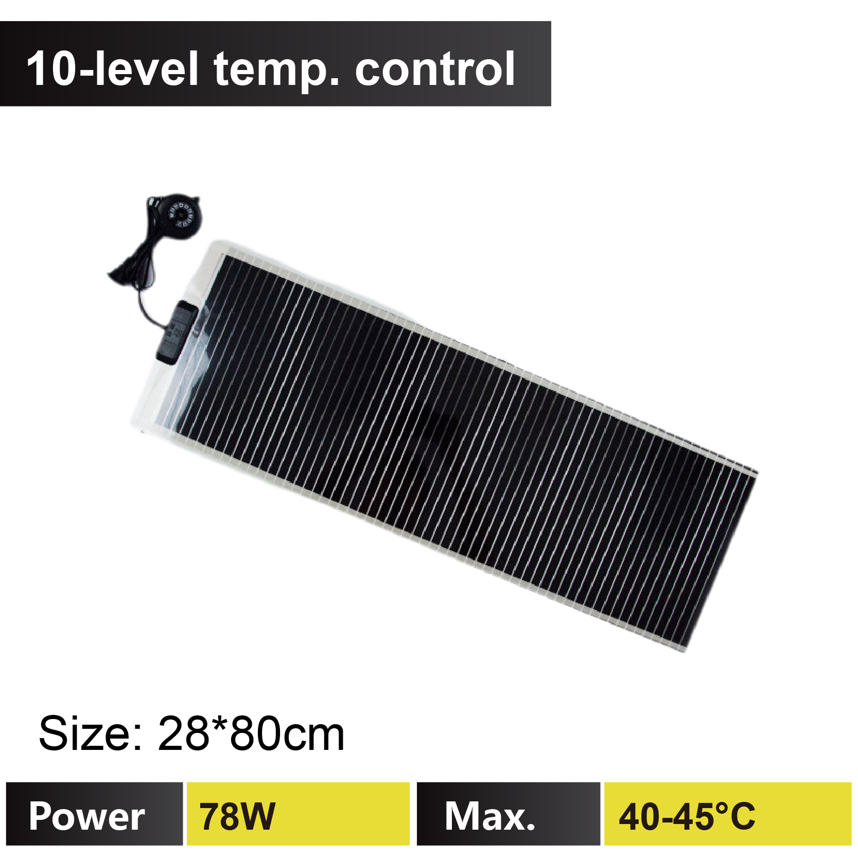 Reptile Heating Pad 5-78W 3-Level Adjustable Heat Mat for Gecko Turtle Frog Spider Terrarium Waterproof Under Tank Heater