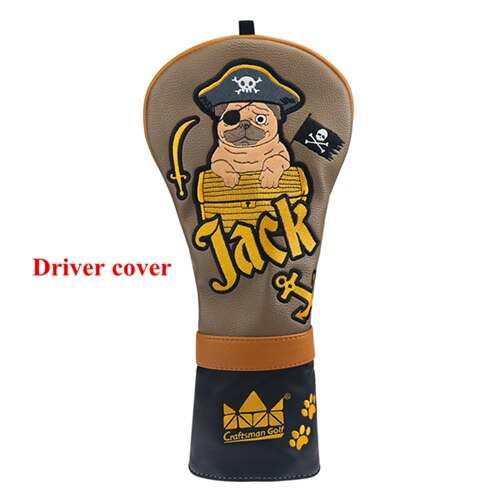 Handwerker Golf Holz Headcover für Fahrer Fahrrinne hybrid einstellen (1FH) Pingtype Hammer Platz Putter PU Leder Bulldogge Stickerei