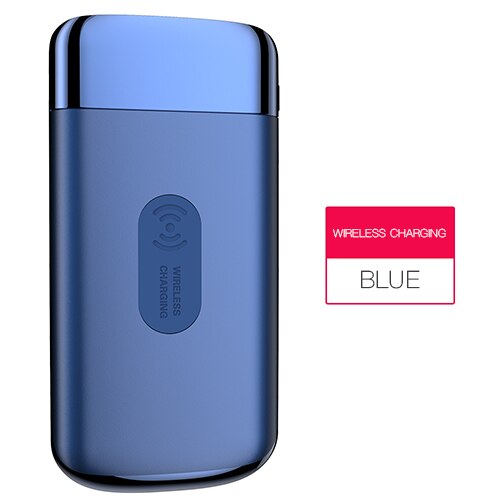 50000Mah Power Bank Externe Batterij Bank Ingebouwde Draadloze Oplader Powerbank Draagbare Qi Draadloze Oplader Voor Iphone 8 samsung: Blue