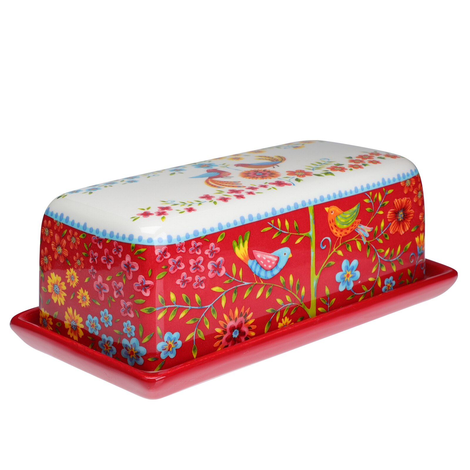 1pc American Style Butter Dish Delicate Ceramic Butter Box Butter Container: Red