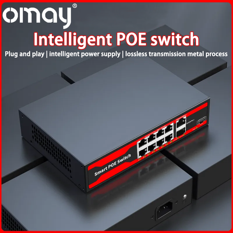 Série POE Switch gigabit ethernet 4/6/8/16/24 portas, POE ativo para câmeras IP, switch AP sem fio, Gigabit IEEE 802.3 AF/AT
