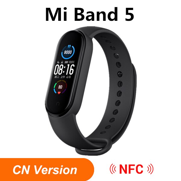 Xiaomi Mi Band 5 Smart Bracelet 1.1Inch AMOLED Screen Fitness Tracker Heart Rate Monitor Smart band 4 Color miband 5: NFC Version