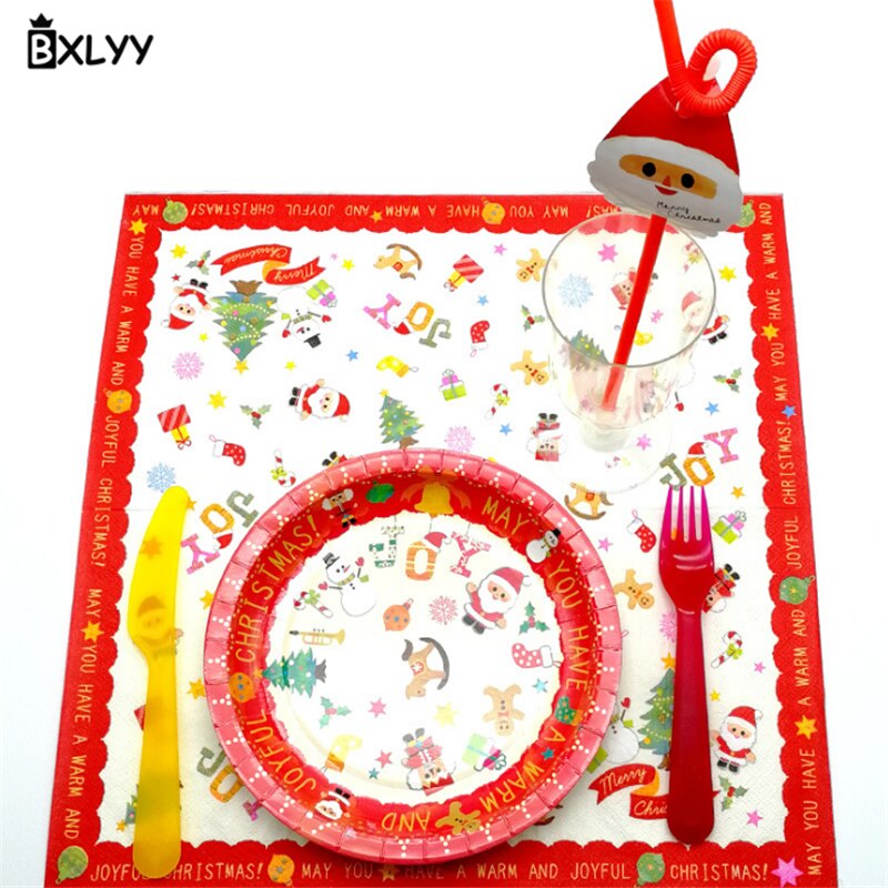 BXLYY Kerst Dubbeldekker Afdrukken Papieren Handdoek Kerst Decoratie Feestartikelen Home Decoratie Accessoires Baby Shower.7