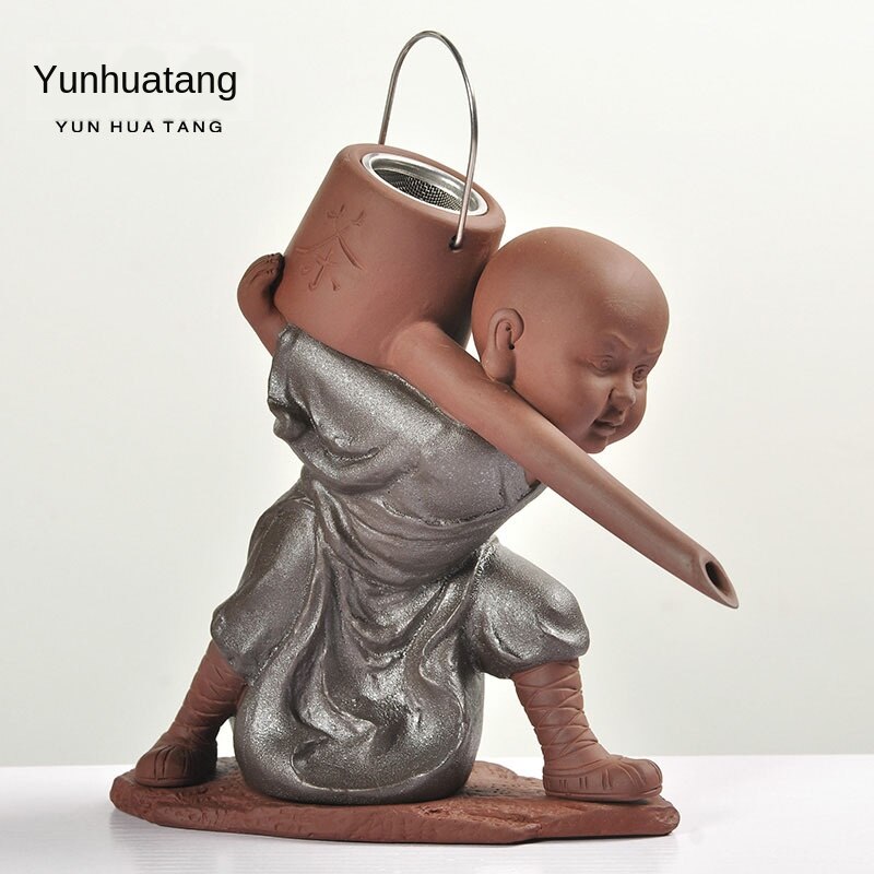 Lille munk lang mund te potte ler te ornamenter te si japansk stil stentøj kung fu te sæt mini te sæt: Teskeen c