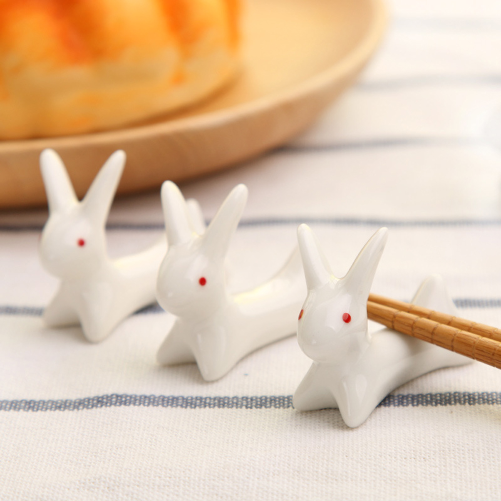4Stck Hase bilden Essstäbchen Gestell Japanischen Stil Porzellan Löffel Halfter Essstäbchen Rest für Hotel und Haus