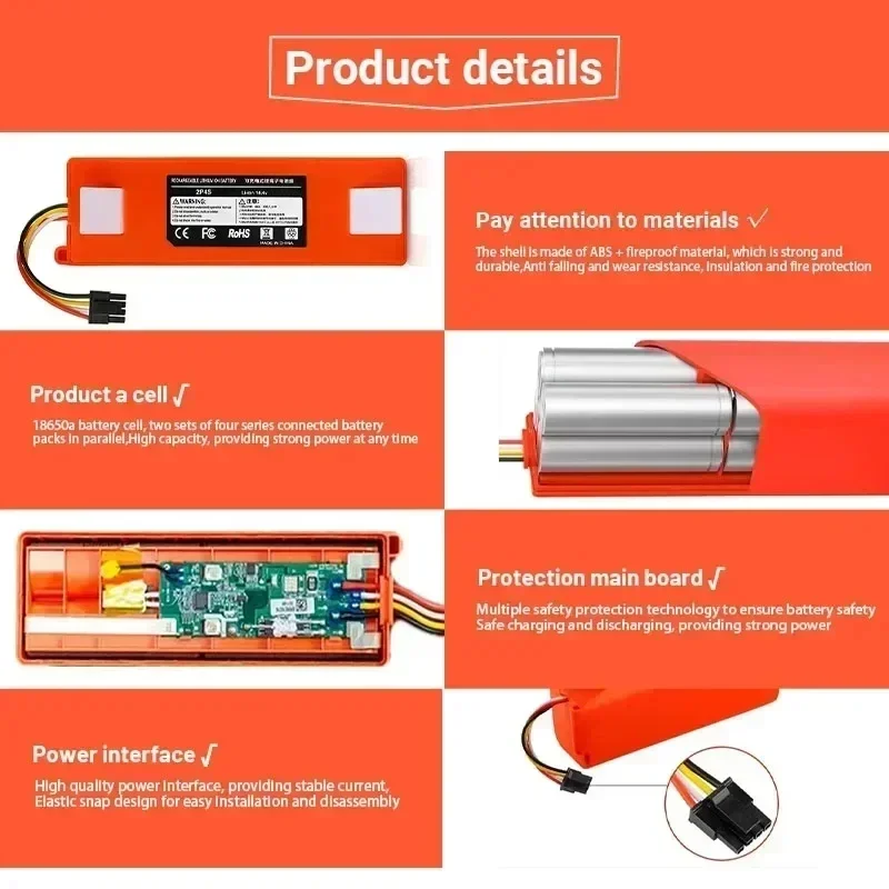 14.4V 5200-12800mAh 100% oryginalna wymiana akumulator do robota sprzątającego Xiaomi S50 S51 S55 T60