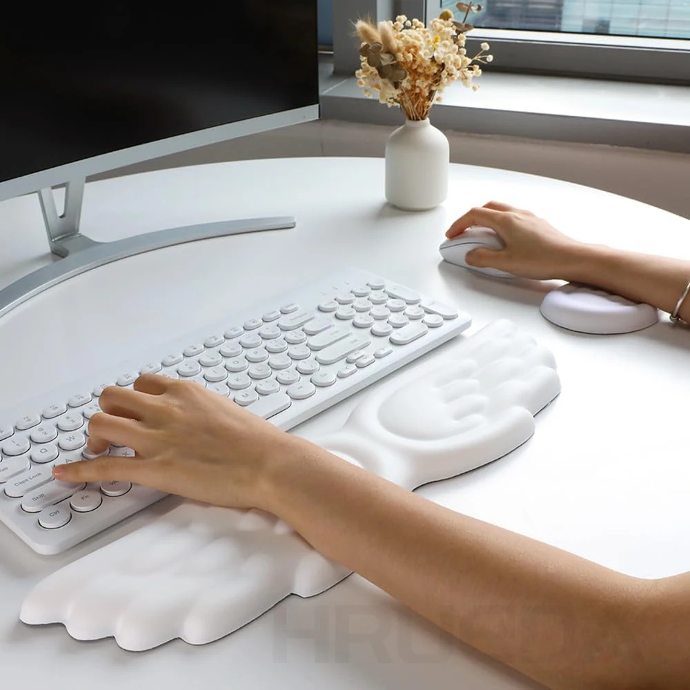 Toetsenbord Muis Polssteun Angel Wing Memory Foam Muismat Set Polssteun Ergonomisch Antislip voor Computer Laptop typen