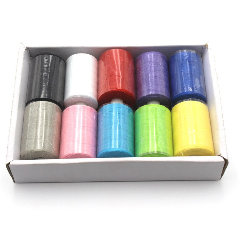 Hilo de coser 402 poliéster, 10 carretes/paquete, 1000 yardas/carrete para máquina de coser, costura a mano, costura multicolor