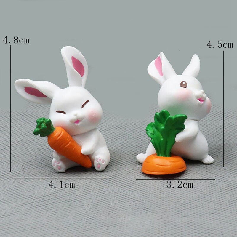 Miniatur-tiermodell, karotte, kaninchen, niedliche cartoon-puppe, statisches modell, dekorationsspielzeug, dekorative miniaturen
