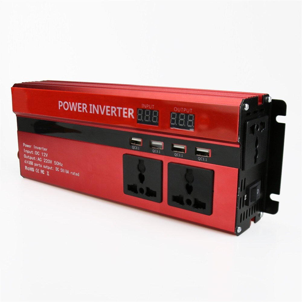 2000W Car LED Inverter 12v 220v Converter DC 12 V To 220v 4 USB Ports Charger Car Power Inverter Dual Display