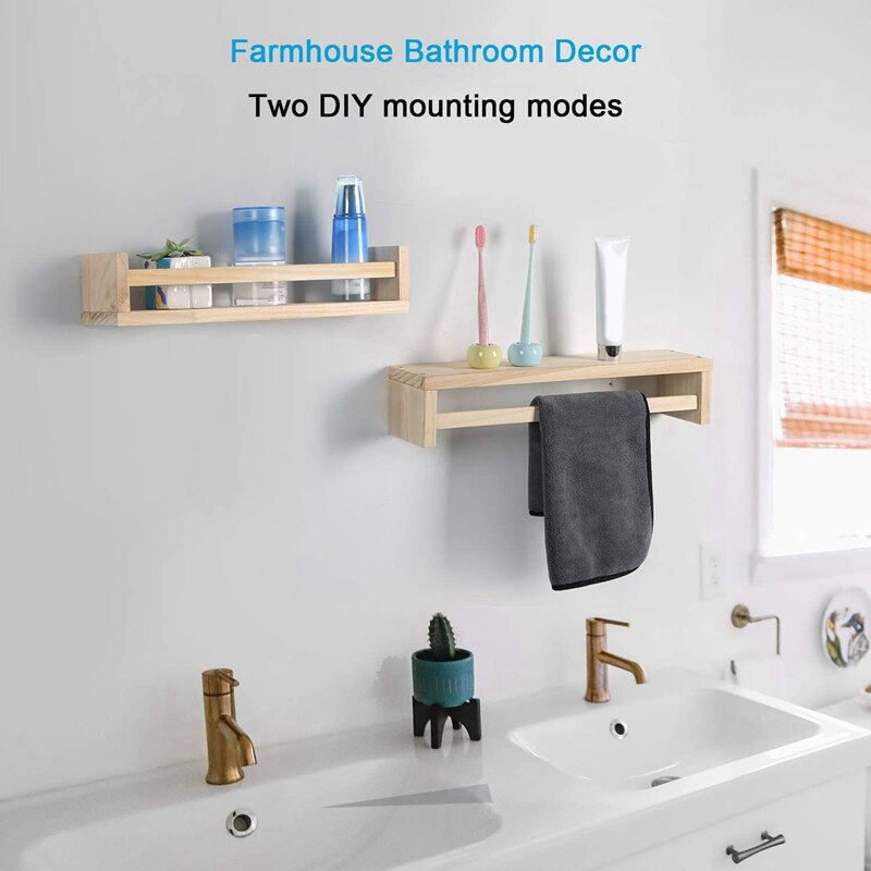 Estantes flotantes, estante de guardería montado en la pared-estantería de pared para libros de madera estantes para cocina estante de especias dormitorio 16 pulgadas