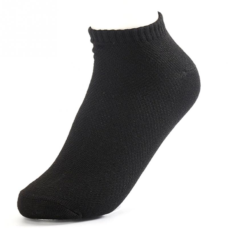 10 /5 /1 par sommer forår low cut ankel herrestrømper åndbare solid mesh mandlige bådstrømper sorte hvide grå sportsokker: Sort / 10 par