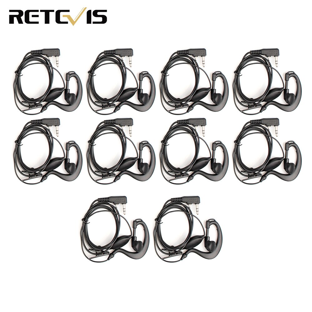 10 Pcs 2Pin Ptt Oortelefoon Walkie Talkie Headset Voor Kenwood Baofeng UV-5R BF-888S Retevis H777 RT7 Voor Quansheng Voor Puxing tyt