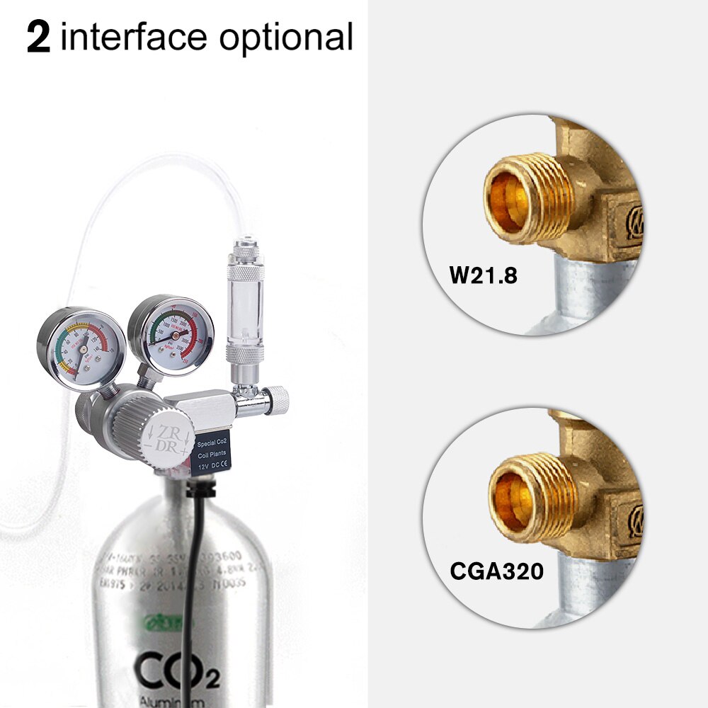 Aquarium CO2 Regulator Adjustable CO2 Pressure Regulator with Solenoid Large Double Pressure Gauge Bubble Counter Check Valve