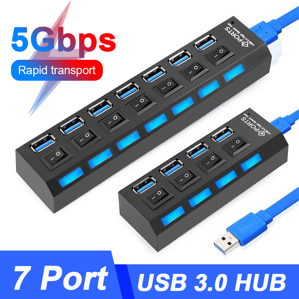 USB 3.0 HUB USB Splitter Multi Usb 3 0 Hub Several Ports with Switch Power Supply Adapter Multiple Usb 2.0 Extender Hab for Pc