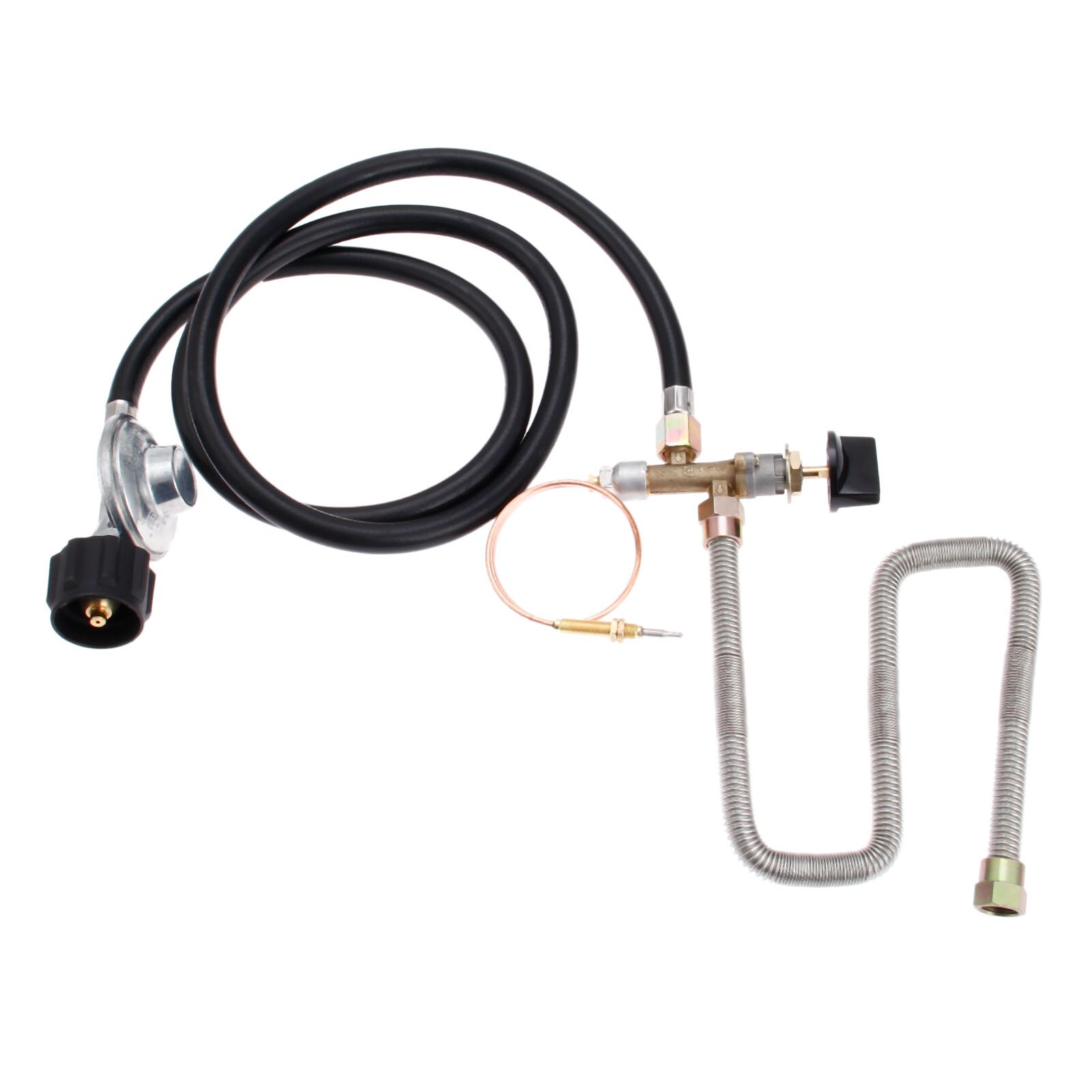 Propane Fire Pit Gas Control Valve System Regulator Kit With Hose 600mm Universal M8 Thermocouple 24inch Whister Free Flex Line