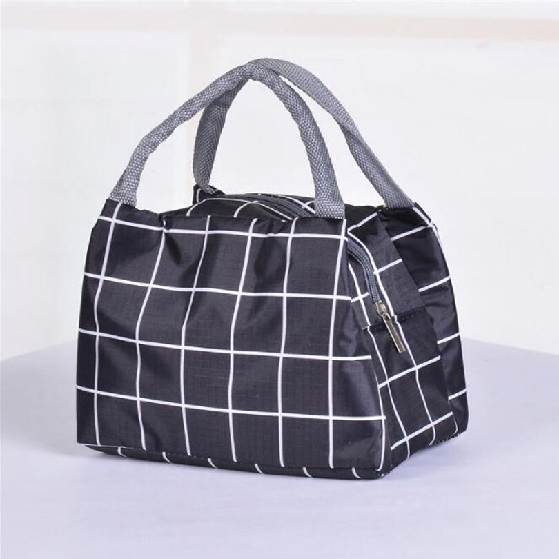 Color Simple Lunch Bag Waterproof Men Women Student Lunch Box Thermo Bag Office School Picnic Cooler Bag Lancheira Bolsa Termica: Black 01