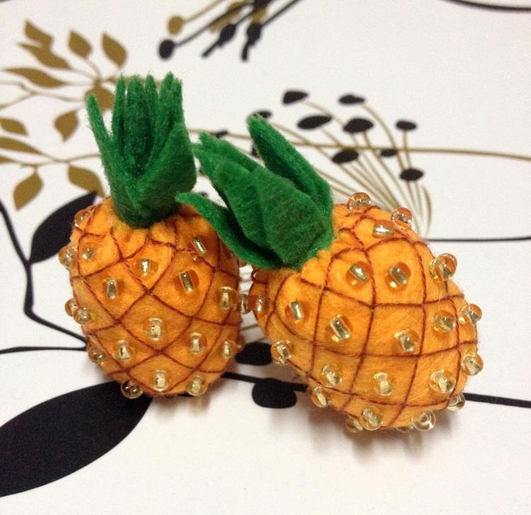 2 pièces ananas 3x5cm fruit tissu feutre kit vêtement en tissu non tissé artisanat bricolage ensemble de couture travail manuel matériel bricolage: Default Title