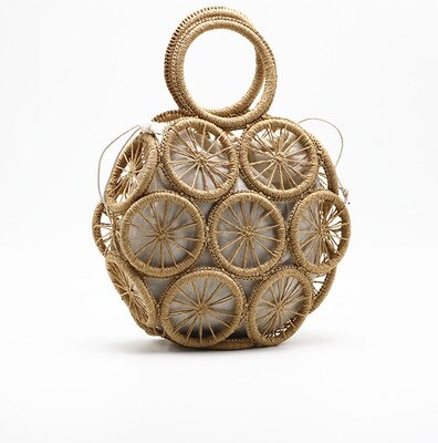 Strand halm vesker for kvinner sommer rotting bag håndlaget hulvevd strand bag casual bohemia bali håndveske bolsos mimbre: 4