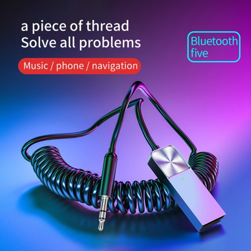 Auto Bluetooth 5.0 Audio-ontvanger Usb 3.5Mm Aux Jack Stereo Hifi Auto Zender Speaker Auto Draadloze Adapter