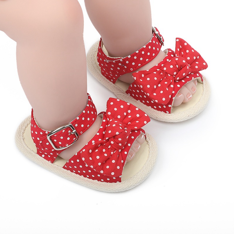 Småbarn baby jenter sløyfe polka prikkede sandaler fest prinsessesandaler sommer strandsko spedbarn baby jente sko