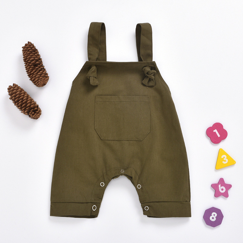 neue Sommer Kleinkind Baby Overall Wilde Tasche Jungen Mädchen Baby Lätzchen Hosen Leopard Hosenträger Schlauch Kind Arbeit Outfit 0-18M: ArmyGreen / 6m