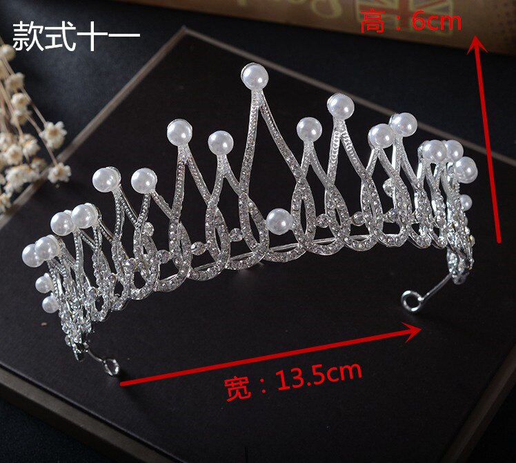 Bruidskroon, bruidshoofddeksel, haaraccessoires, parel bruidskronen, tiara's, sieraden, strass bruidstiara, hoofdband, 22 stijlen: 10