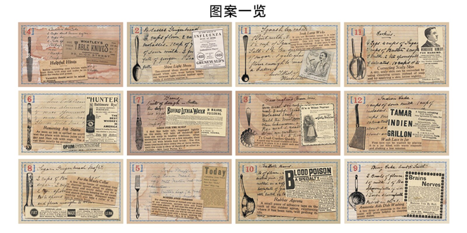 12Pcs Vintage Letter Sticker Junk Journal Ephemera Tim Holtz Style Article Label Phrase Aesthetic Stickers Scrapbooking Material