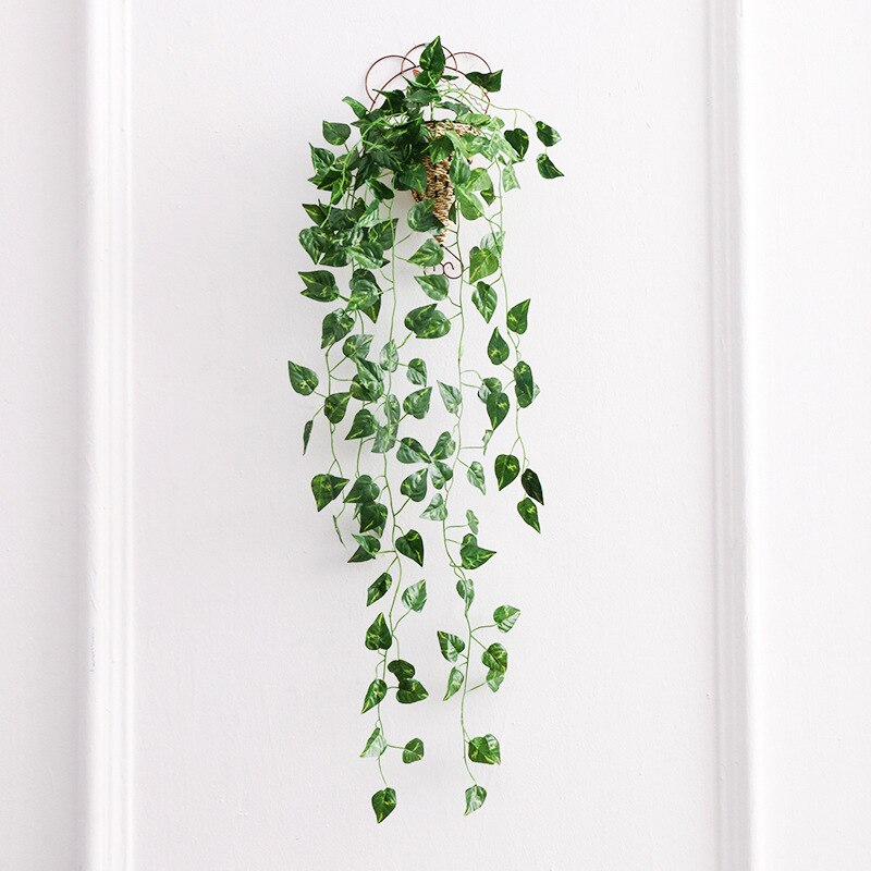 Balkon loft indretning grøn radise plante drue vedbend blad kunstig blomst væg hængende rattan vin krans diy dekoration krans: Grøn rose vægophæng