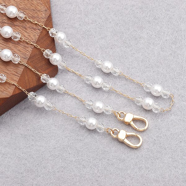 Gufeather m836, acessórios de jóias, corrente de cinta de óculos, 18k banhado a ouro, 0.3 mícrons, feito à mão, pérola plástica, corrente de máscara, 80 cm/pcs: M83609